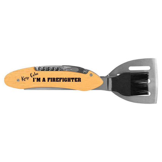 Laser Engraved Accesory Wood 5-in-1 BBQ Tool-BBQ15 -LSRFire Department Clothing