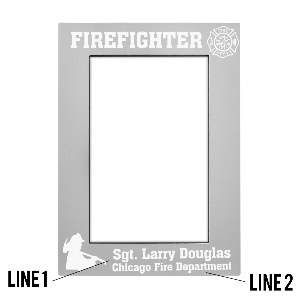 Grey Aluminum Firefighter Photo Frame – Fire Department Clothing