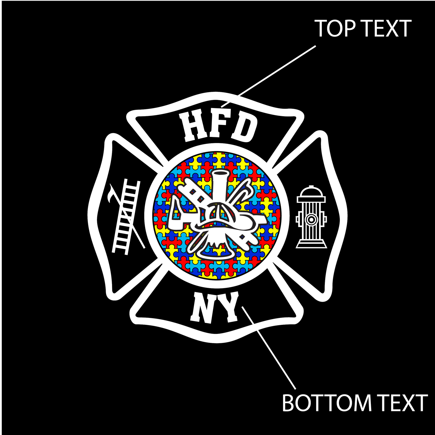 Autism Awareness Puzzle Flag Design, Firefighter Crewneck