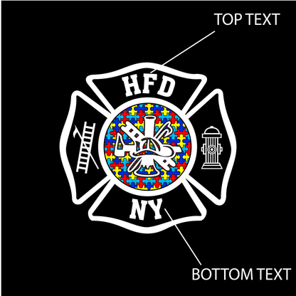 Autism Awareness Puzzle Flag Design, Firefighter Crewneck