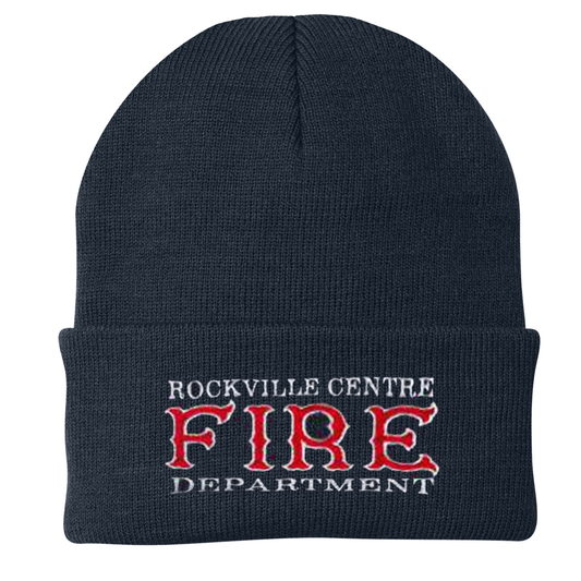 Custom Fire Department Cuffed Beanie, Navy Overstock Sale, 11 Embroidery Styles