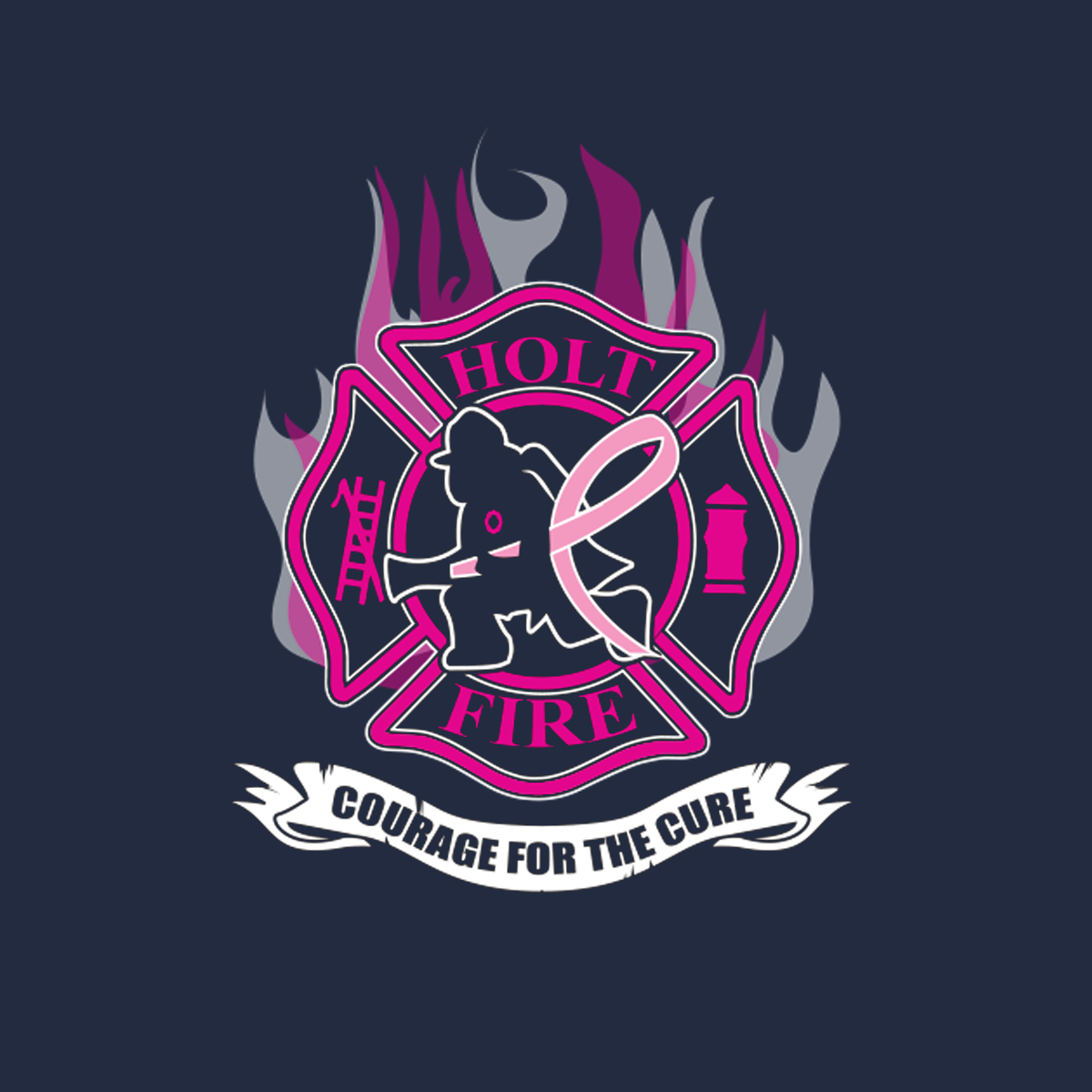 Courage For The Cure Flame Design T-Shirt