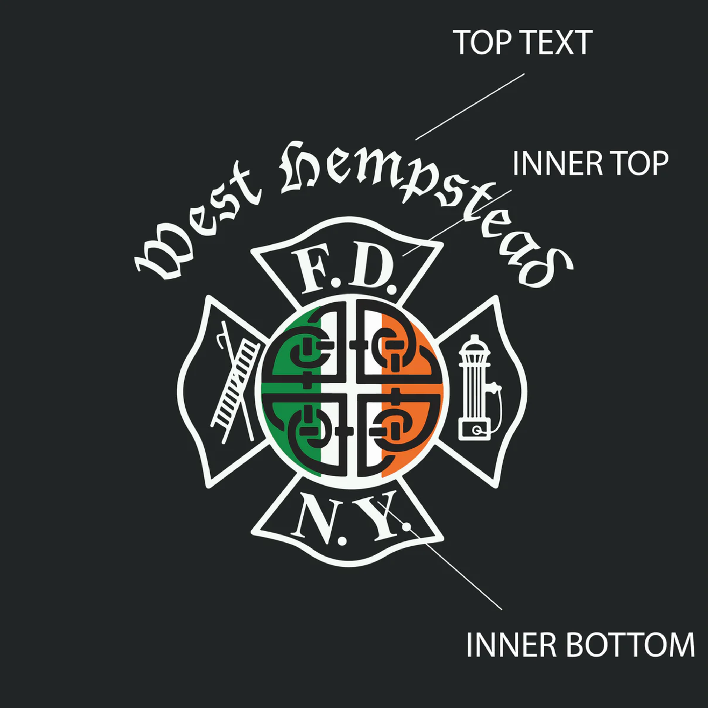 Distress American-Irish Flag Design, Firefighter Long Sleeve T-Shirt