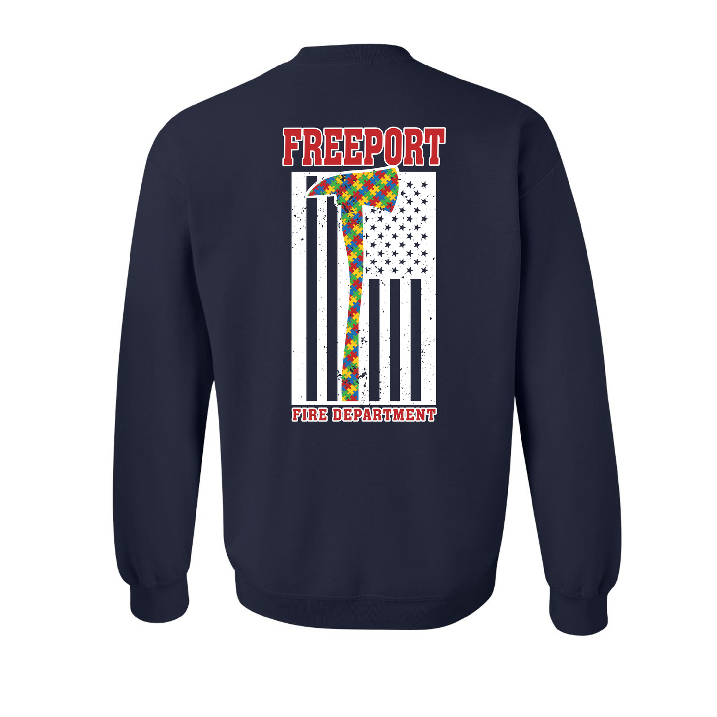 Autism Awareness Axe Flag Design, Firefighter Crewneck
