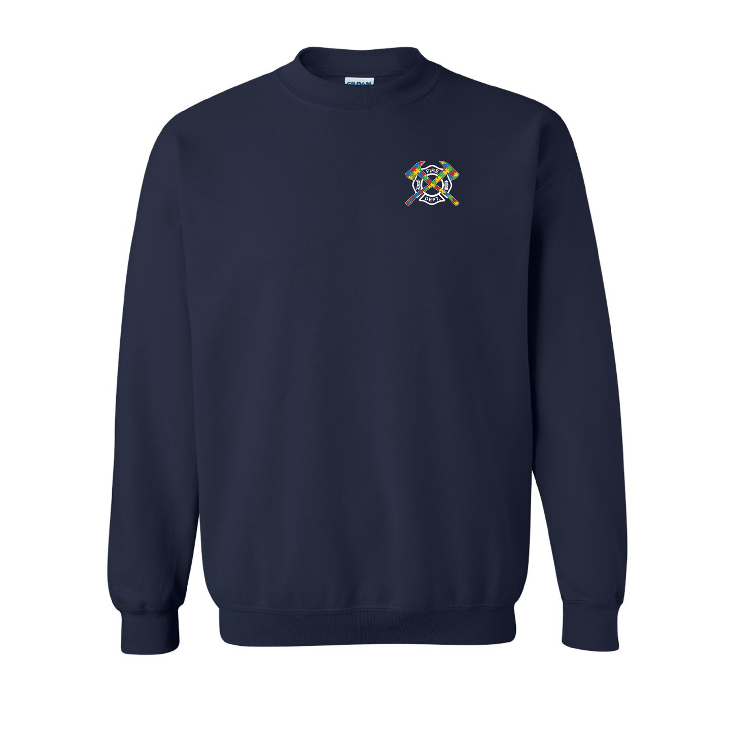 Autism Awareness Axe Flag Design, Firefighter Crewneck