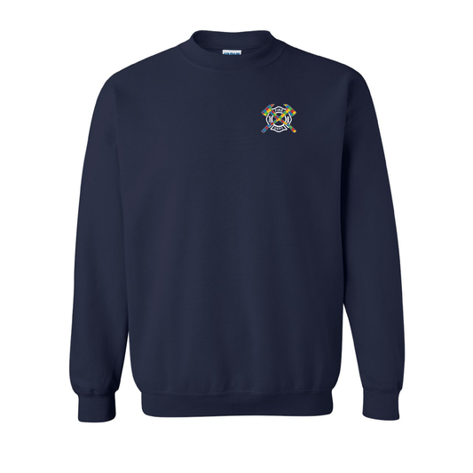 Autism Awareness Axe Flag Design, Firefighter Crewneck