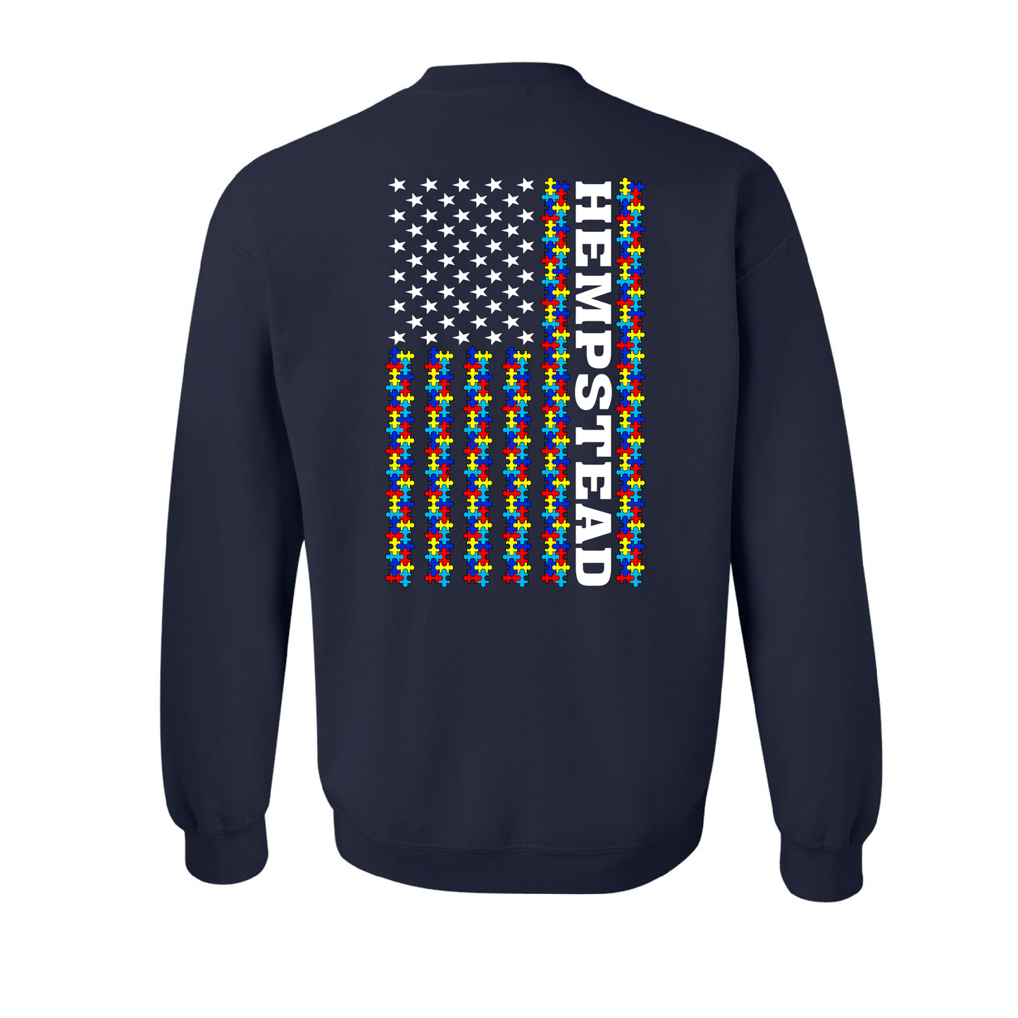 Autism Awareness Puzzle Flag Design, Firefighter Crewneck