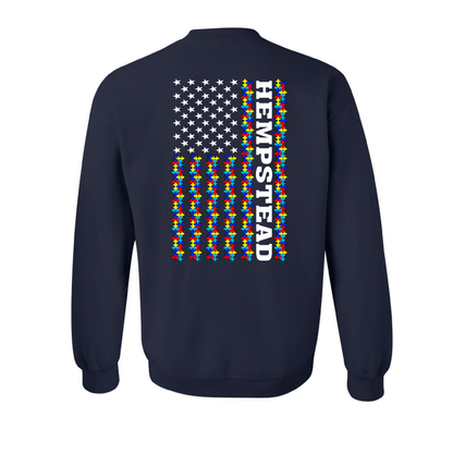 Autism Awareness Puzzle Flag Design, Firefighter Crewneck