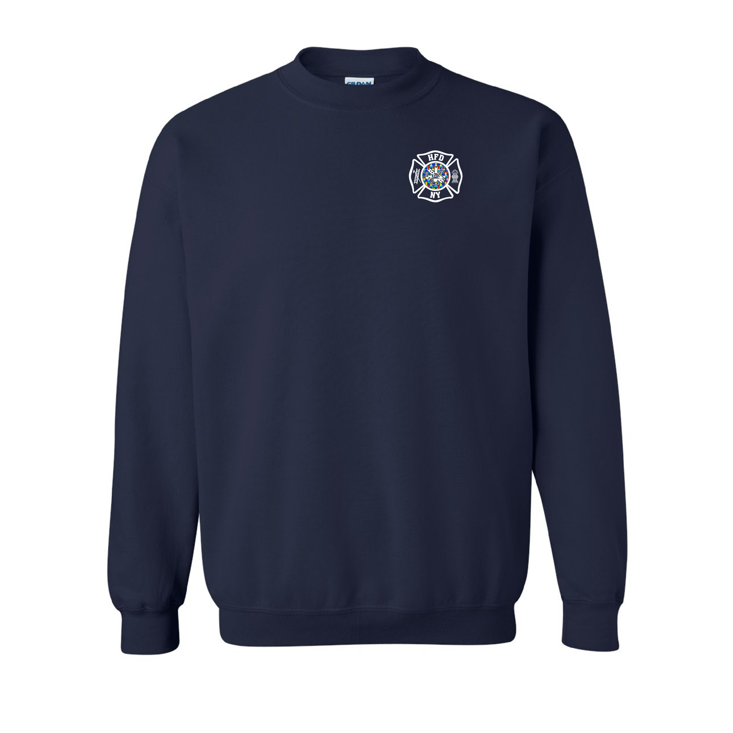 Autism Awareness Puzzle Flag Design, Firefighter Crewneck