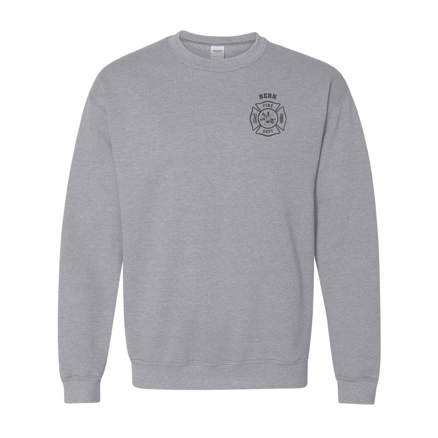 Black Reflective Maltese Cross Design, Firefighter Crewneck