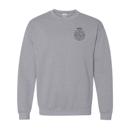 Black Reflective Maltese Cross Design, Firefighter Crewneck