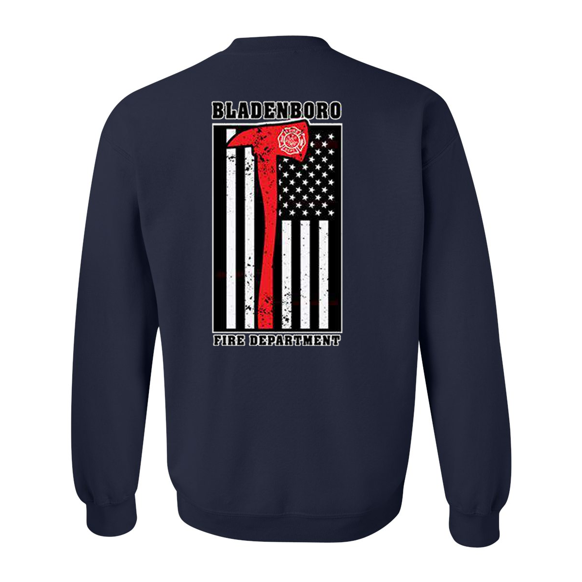 Red Striped Axe Flag Design, Thin Red Line Firefighter Crewneck