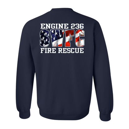 Wavy American Flag Design, Firefighter Crewneck