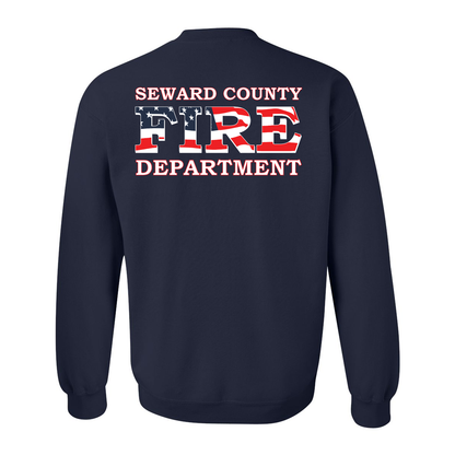 Wavy Flag Round Maltese Design, Firefighter Crewneck