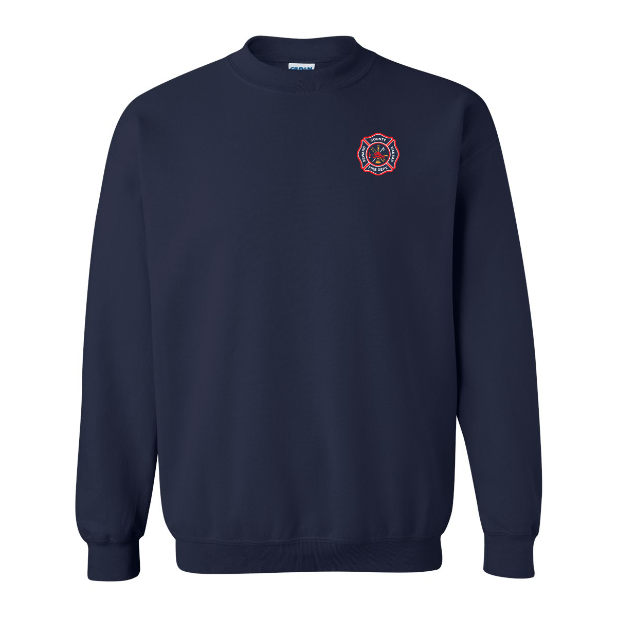 Wavy Flag Round Maltese Design, Firefighter Crewneck