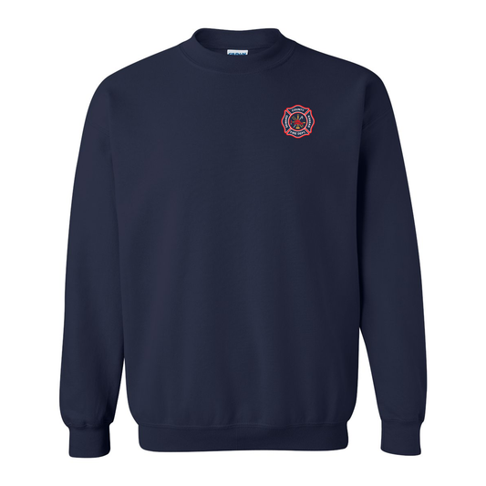 Wavy Flag Round Maltese Design, Firefighter Crewneck