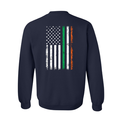 Distress American-Irish Flag Design, Firefighter Crewneck