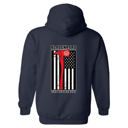 Red Striped Axe Flag Design, Thin Red Line Firefighter Hoodie
