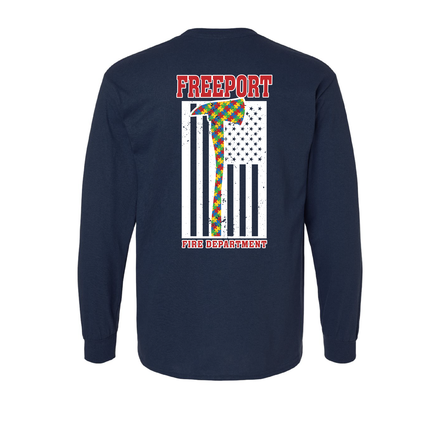 Autism Awareness Axe Flag Design, Firefighter Long Sleeve