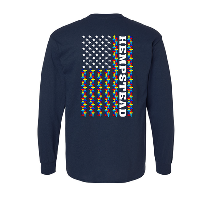 Autism Awareness Puzzle Flag Design, Firefighter Long Sleeve Shirt