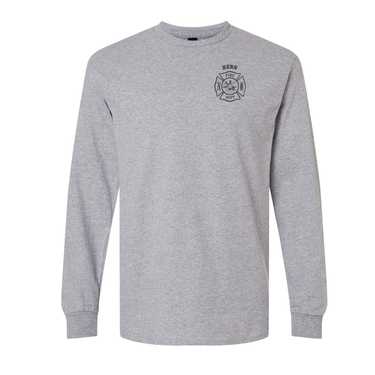 Black Reflective Maltese Cross Design, Firefighter Long Sleeve T-Shirt
