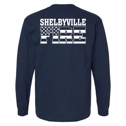 Block Out Flag Design, Firefighter Long-sleeved T-Shirt