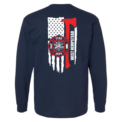 Flag Maltese Axe, Firefighter Long Sleeve Shirt