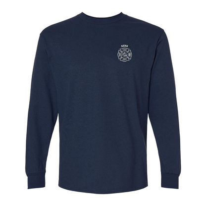 Reflective Maltese Cross Design, Firefighter Long Sleeve T-Shirt