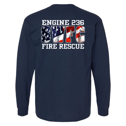 Wavy American Flag Design, Firefighter Long Sleeve T-Shirt