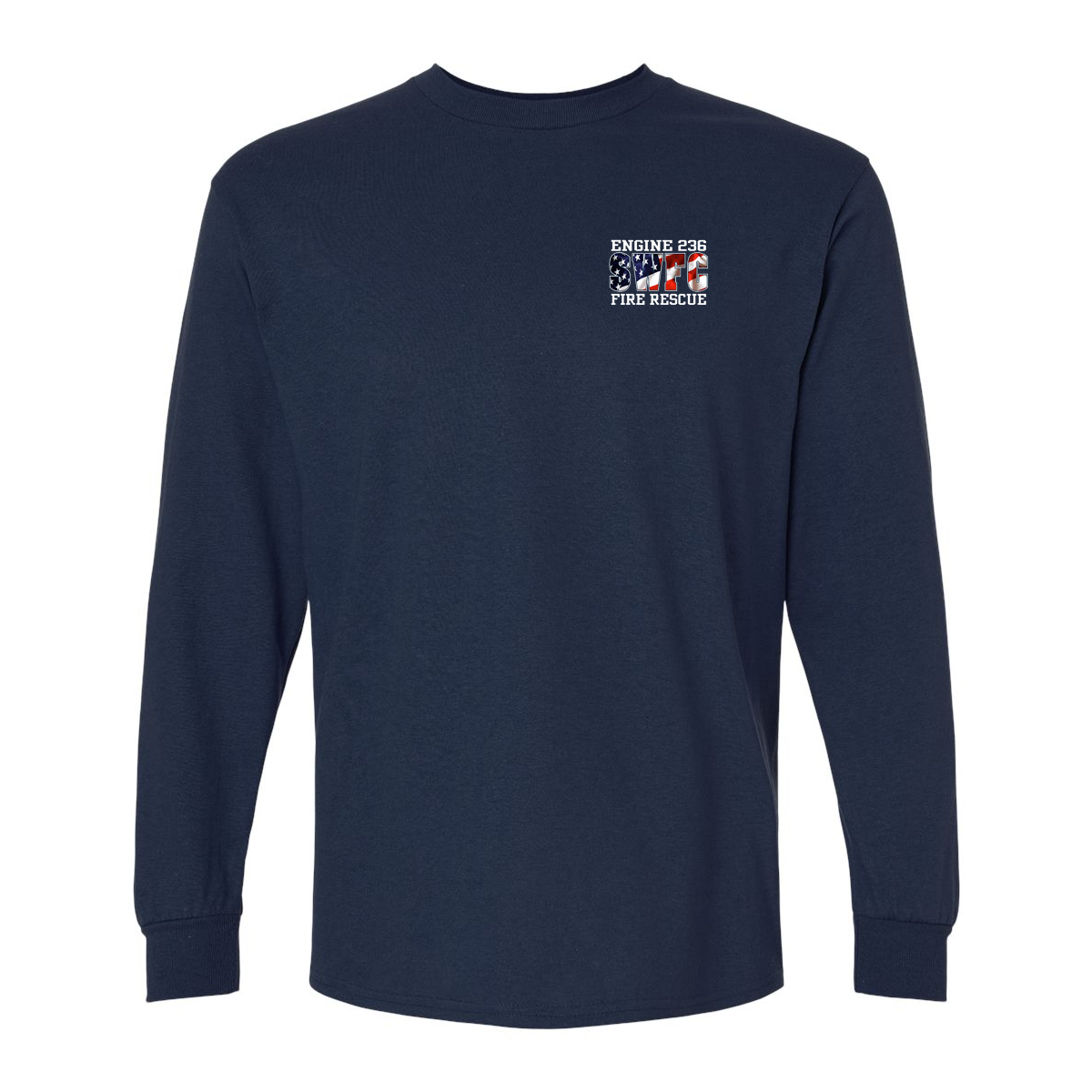 Wavy American Flag Design, Firefighter Long Sleeve T-Shirt