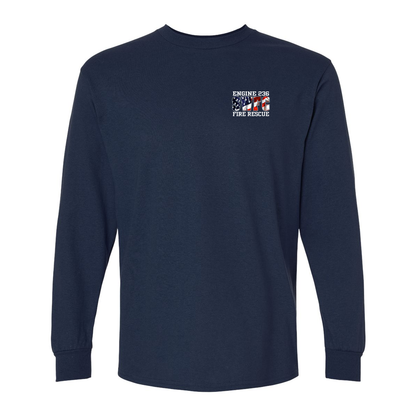 Wavy American Flag Design, Firefighter Long Sleeve T-Shirt