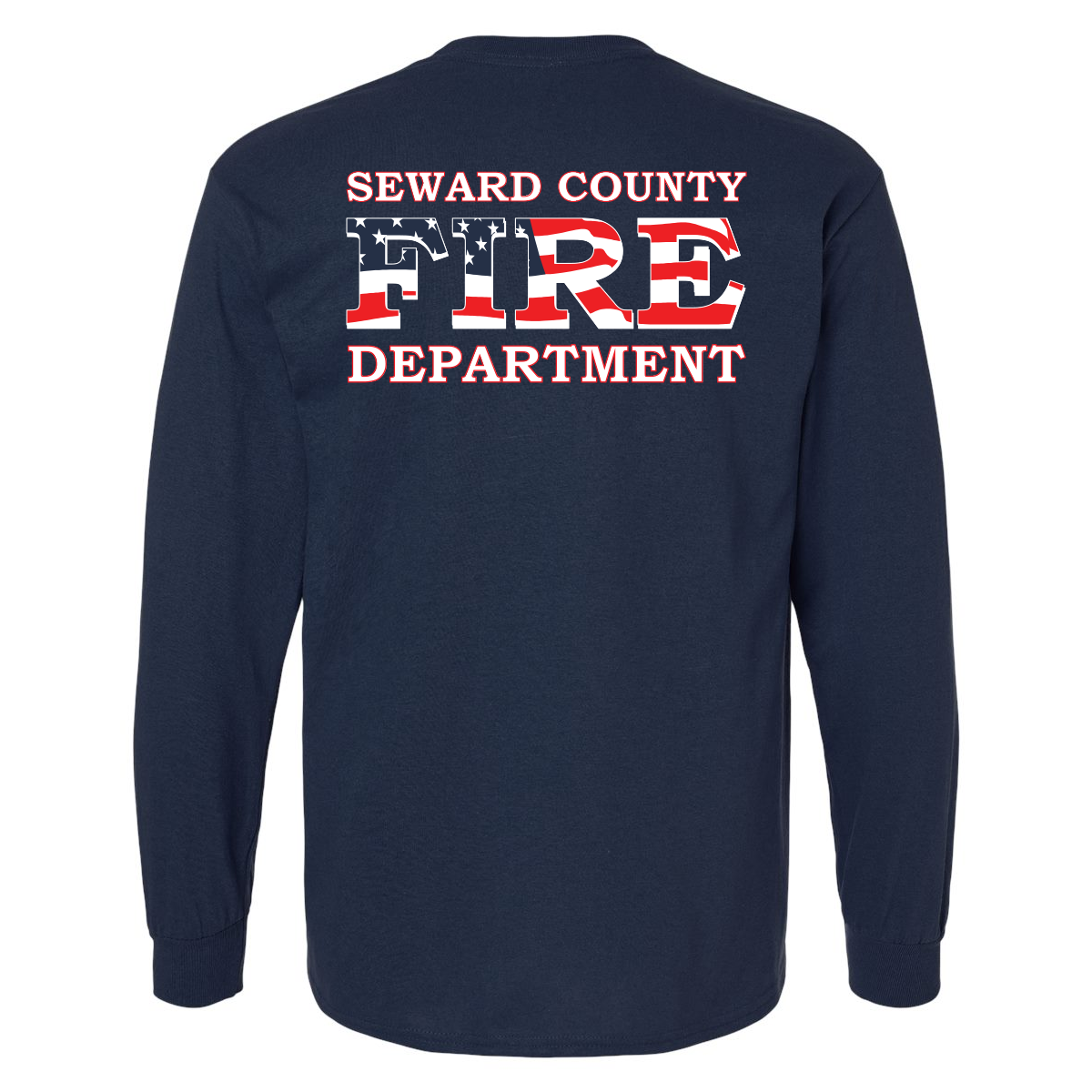 Wavy Flag Round Maltese Design, Firefighter Long Sleeve T-Shirt