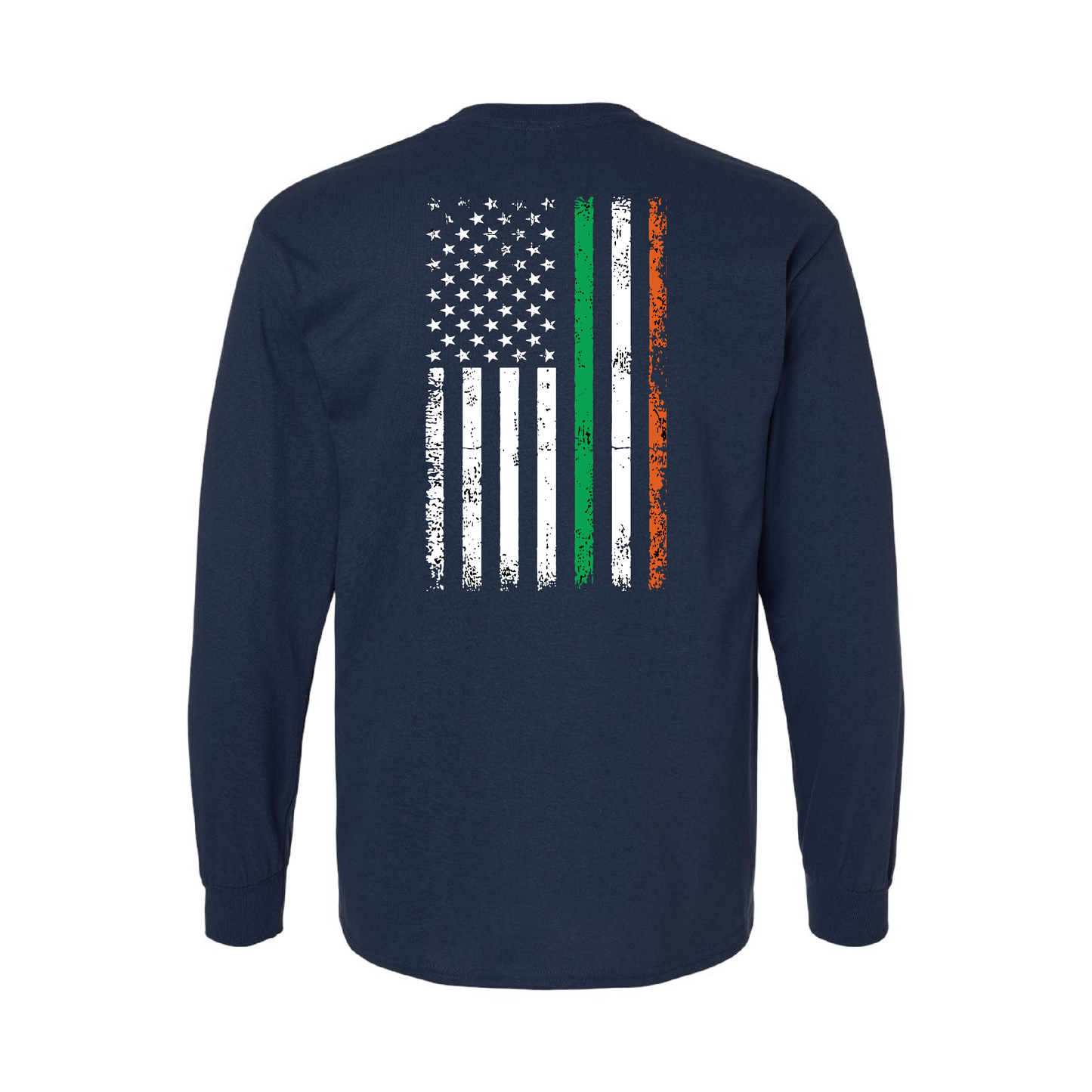 Distress American-Irish Flag Design, Firefighter Long Sleeve T-Shirt