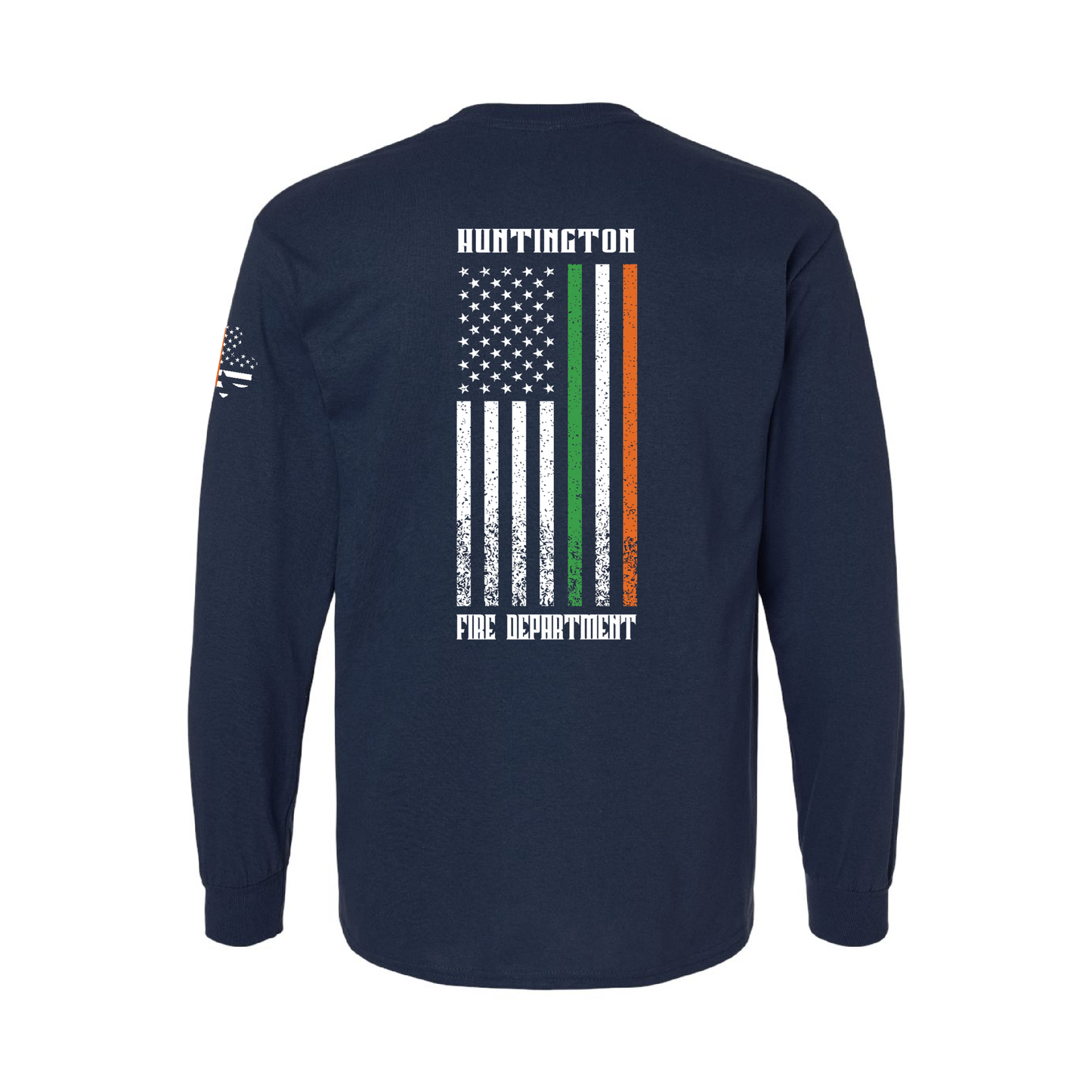 Irish/American Flag Clover Design, Firefighter Long Sleeve T-Shirt