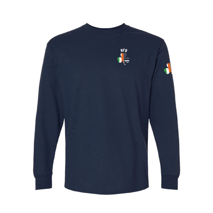 Irish/American Flag Clover Design, Firefighter Long Sleeve T-Shirt