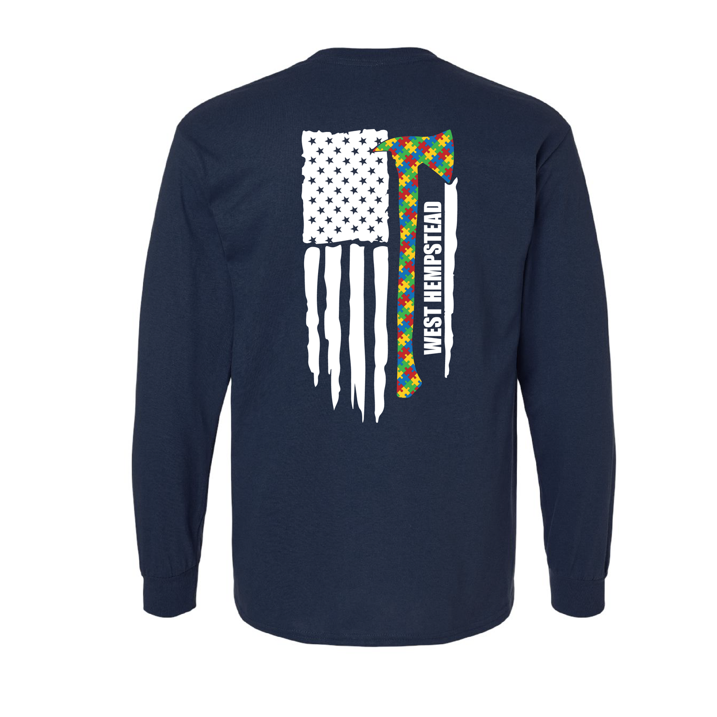 Puzzle Axe Design, Firefighter Long Sleeve Shirt
