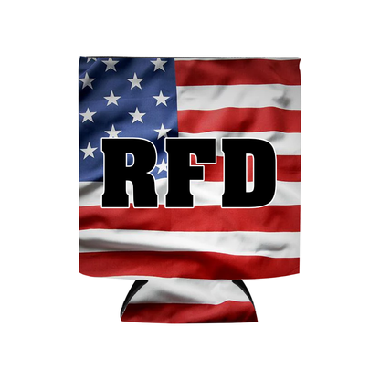 Custom American Flag Firefighter Koozie | Fire Department Lettered Can Cooler