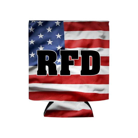 Custom American Flag Firefighter Koozie | Fire Department Lettered Can Cooler