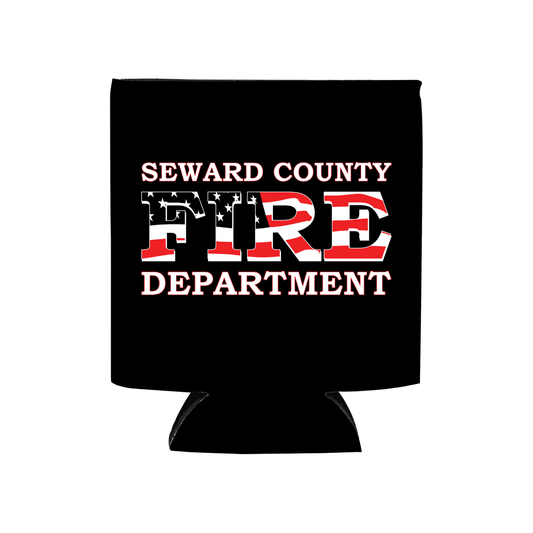 Custom Wavy Flag Fire Department Koozie (No Minimum)