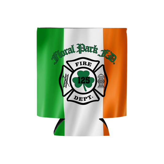 Irish Flag Maltese Cross Firefighter Koozie — Custom Fire Department Can Cooler