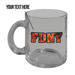 Custom Firefighter Clear Glass Mug with Fire Letters