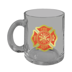 #Custom Firefighter Glass Mug with Maltese Cross