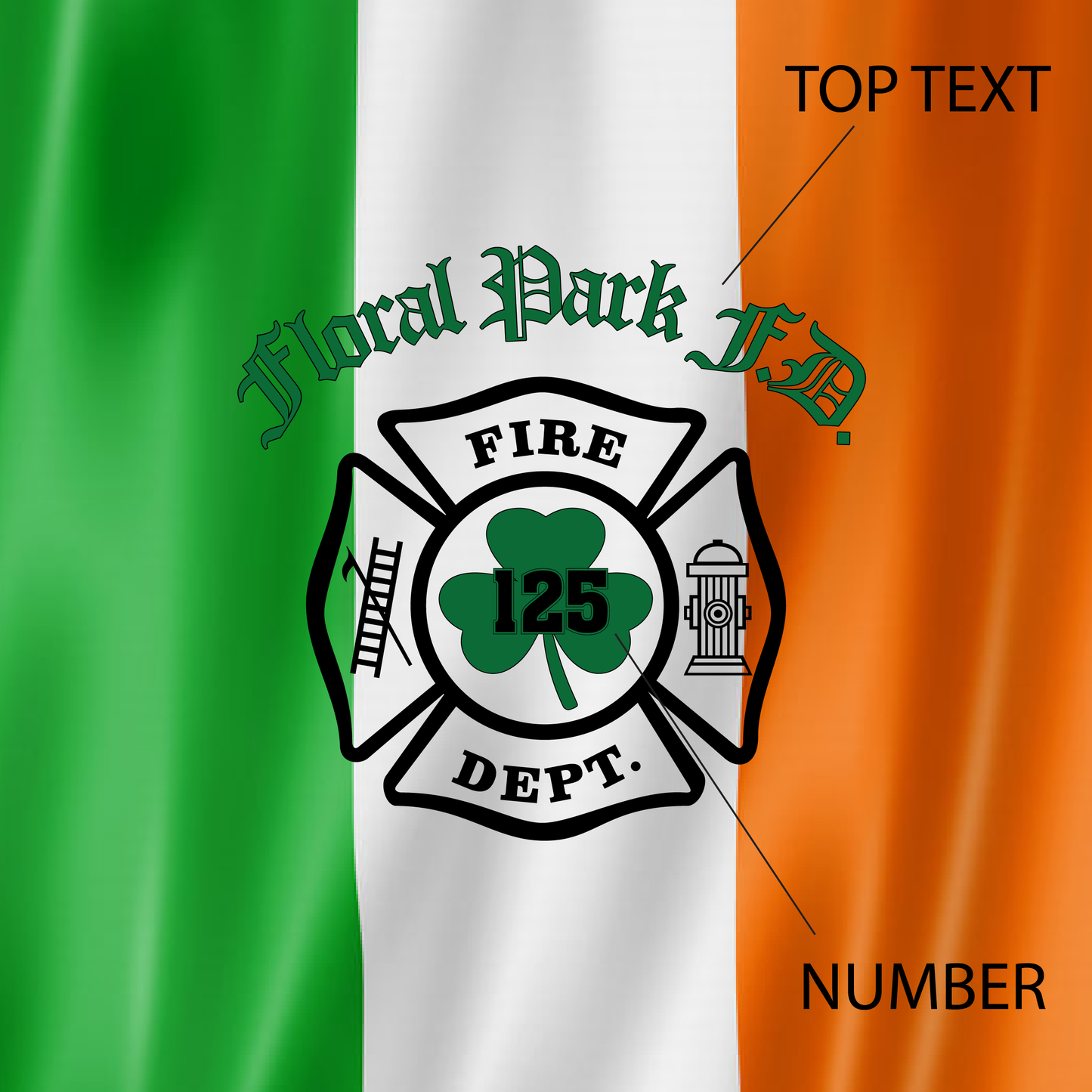 Irish Flag Maltese Cross Firefighter Koozie — Custom Fire Department Can Cooler