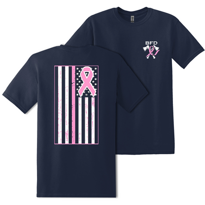 Distressed Flag Ribbon Design, Firefighter T-Shirt