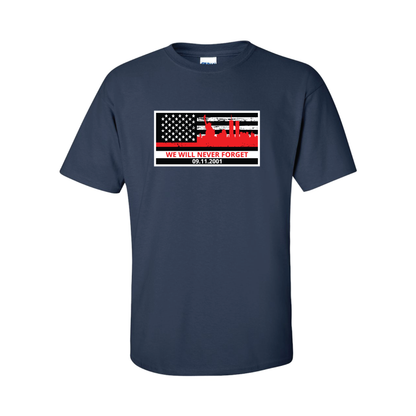 "9/11 Flag Design", Firefighter Memorial T-Shirt