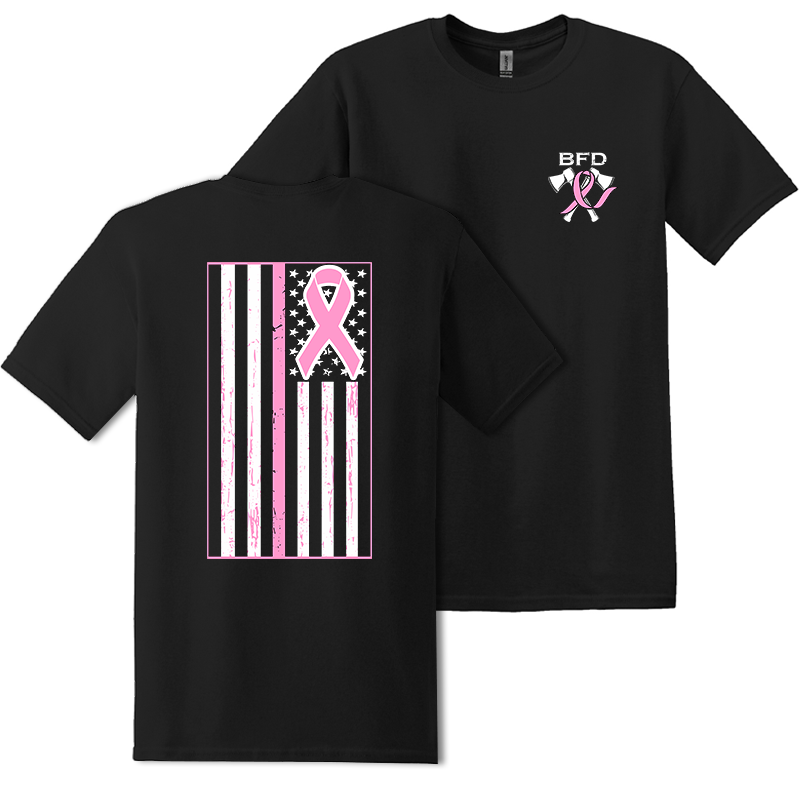 Distressed Flag Ribbon Design, Firefighter T-Shirt