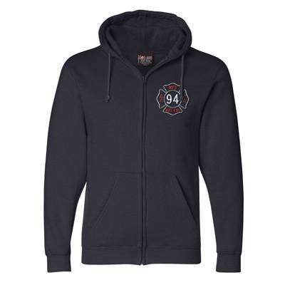 Sweatshirt Hooded Full-Zipper Fleece - Bayside Made in the USA - Style 900Fire Department Clothing