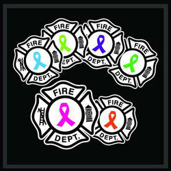 Stickers Digital Fire Department Awareness Ribbon Maltese Decal Set of 3 - DIGFire Department Clothing