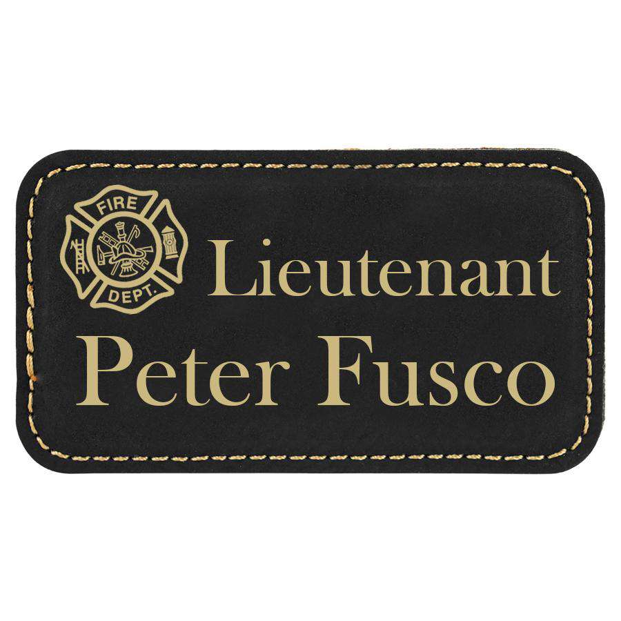 Laser Engraved Accesory Laserable Leatherette Badge with Magnet-BDG163-LZRFire Department Clothing