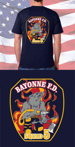 Screen Print Design Bayonne Fire Department Patch Back DesignFire Department Clothing